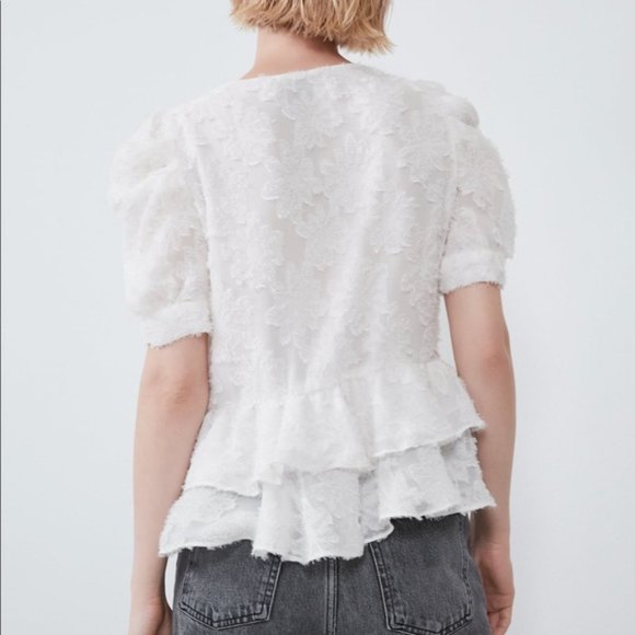 NWT ZARA Textured Voluminous Top - Picture 4 of 5